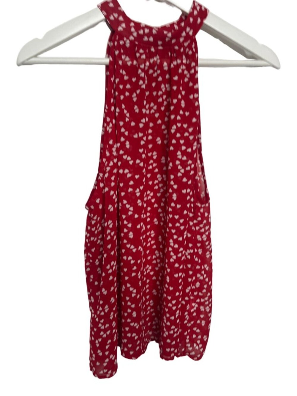 SHEIN Womens Red Heart Print Halter Tank Top Sleeveless Size Large